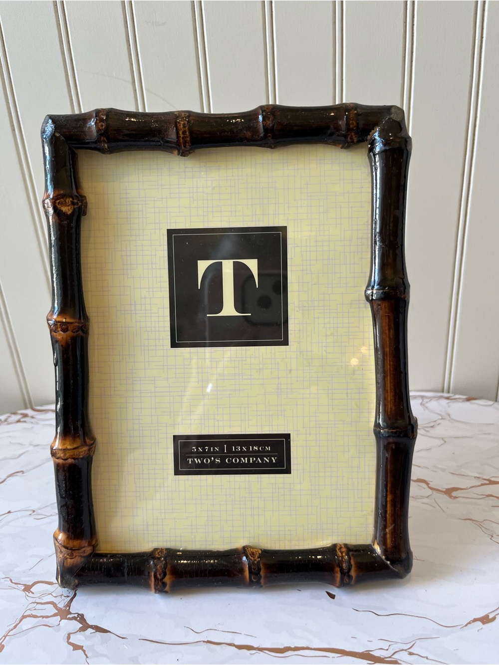 TWO’S COMPANY BAMBOO FRAME | 5”x7” | DARK WOOD | NEW